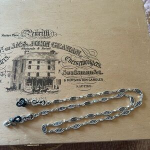 Brighton Silver-Tone Decorative Eyeglass Chain with Black Silicone Loops 24 1/2”